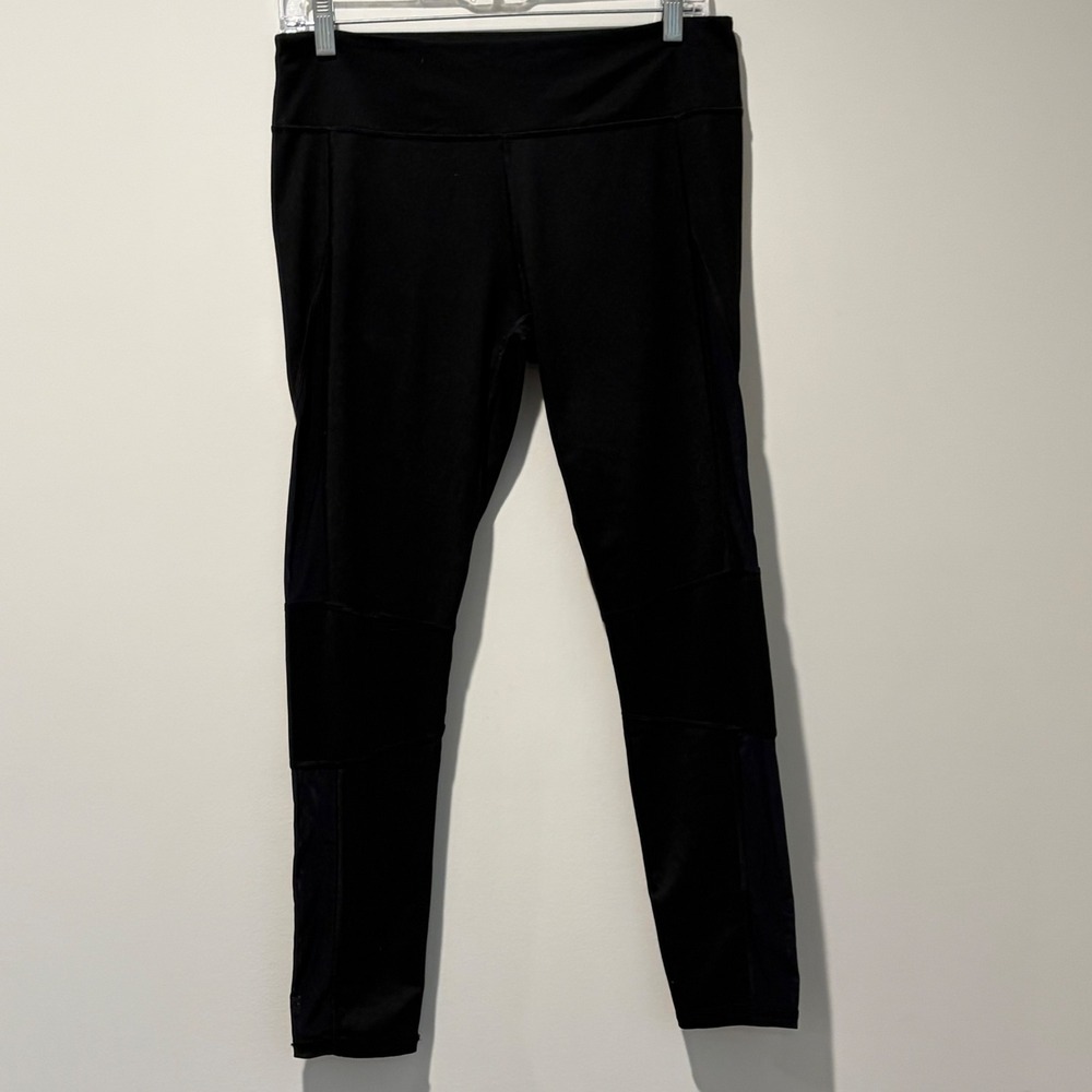 Demi Lovato for Fabletics Black Mesh Panel Athletic Leggings Womens Size M